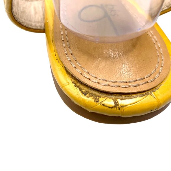 Yellow Bks Dallis Sandals Size 8 Buckle Straps Croc-Embossed Ankle Wrap Resort - Picture 6 of 10